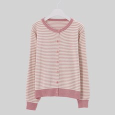 Chic Fox 女款Sueur條紋刺繡針織開襟衫 53CA761, 粉紅色