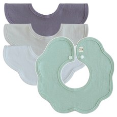 BUNNIE BLOSSOM 夏季用滾邊圍兜, 酪梨色 + 紫色 + 米色 + 白色, 1套, 4個裝