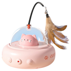 智慧電動逗貓玩具/自嗨解悶自動雷射羽毛逗貓棒/貓咪寵物用品玩具車, 1個, 粉色, 單一商品