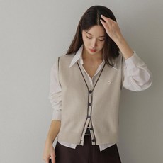 시크폭스 여성용 루미엘 배색라인 단추 니트 베스트 53KN804