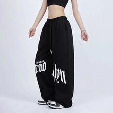 마켓피아 여성용 레터링 줌바 무대 댄스 조거팬츠