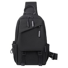 Kyhome 男款 時尚機能斜跨包 休閒胸包 手提包 單肩包 1個, 黑色