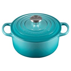 LE CREUSET 典藏圓鐵鍋 鋼頭, 加勒比海藍, 1個, 18cm