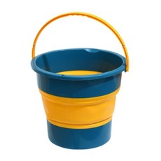 易收好提耐高溫折疊水桶泡腳桶 中號, 1個, 藍黃色