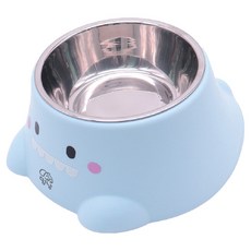 Meongyang 寵物斜口恐龍造型不鏽鋼碗, 藍色, 1個