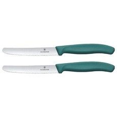 VICTORINOX 瑞士維氏 瑞士經典 波浪刃刀11cm 6.7834.2C1, 綠色, 2個