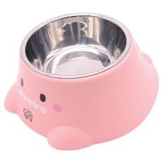 Meongyang 寵物斜口恐龍造型不鏽鋼碗, 粉紅色, 1個