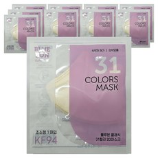 블루본 클래식 31컬러 투디 마스크 초소형 KF94, 코코넛화이트, 10개, 1매입