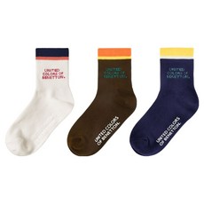 UNITED COLORS OF BENETTON. KIDS 兒童彩色環圈中筒襪3件組