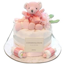 babybakery New 睡睡熊新生兒尿布蛋糕禮盒, 1套, 粉色