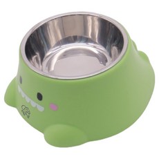 Meongyang 寵物斜口恐龍造型不鏽鋼碗, 綠色, 1個