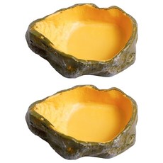 레몽크리프 파충류 크레 먹이 물 그릇 스톤볼, 혼합색상, 2개