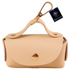 딩동펫 반려동물 프리미엄 휴대용 가죽 풉백 파우치, 베이지, 1개, 1개입