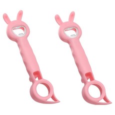 Mabso Shop 兔子 4合1 多用途開瓶器 開罐器 BRP1388, 2個, 粉紅色, 粉紅色