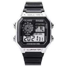 Soyosanghoe 方形防水高級運動手錶, 銀色, 1個