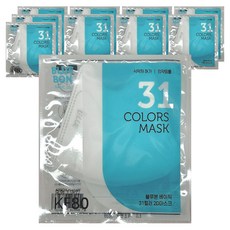 블루본 베이직 31컬러 투디 마스크 중형 KF80, 흰색, 10개, 1개입