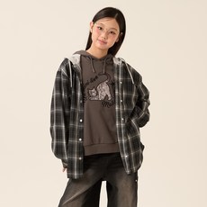 applepink 青少年寬鬆格紋襯衫式外套 U503