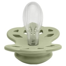 BIBS Infinity 雙扁型矽膠奶嘴, 1個, 6~18個月, 灰綠色