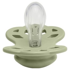 BIBS Infinity 雙扁型矽膠奶嘴, 1個, 0~6個月, 灰綠色