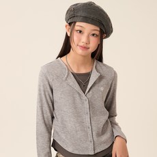 applepink 青少年款疊穿羅紋針織開襟T恤 U507