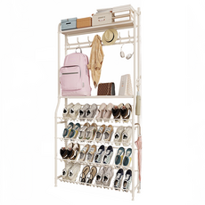 這對夫妻鞋架 衣架 多功能置物架 擴張 4層, 1個, 奶油白