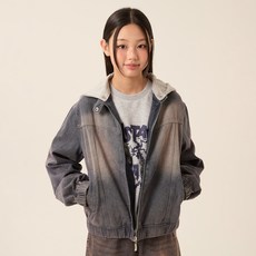 applepink 兒童款粉色水洗短版牛仔夾克 U502