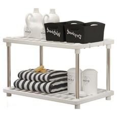 多用途展示架 廚房 浴室 客廳 收納架 基本款, 白色, 2層