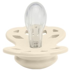 BIBS Infinity 雙扁型矽膠奶嘴, 1個, 0~6個月, 象牙白