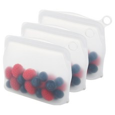 Lifegd100 矽膠密封保鮮袋 500ml, 3個, 白色