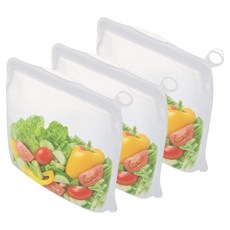 Lifegd100 矽膠密封拉鍊袋 1.5L, 3個, 白色