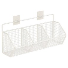 Ottem 壁掛式隔層收納盒 3格 + 貼紙 2p 組, 白色, 1套