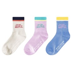 UNITED COLORS OF BENETTON. KIDS 兒童彩色環紋中筒襪3雙組