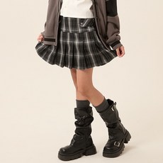 applepink 大童鏈條裝飾格紋百褶裙 U562