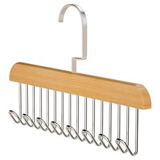 木製衣架 領帶 皮帶掛架 防滑 8個掛鉤, 原木色, 1個