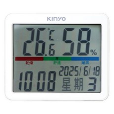 Kinyo 萬年曆大螢幕溫濕度計 TC-25, 1個, 白色