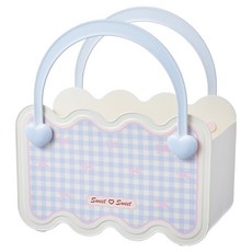 THE ZAKKA 格紋圖案可愛沐浴籃, 藍色