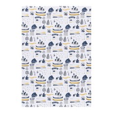 NOW Lodge 純棉擦拭布 66cm, 白色 + 深藍色 + 黃色, 1個