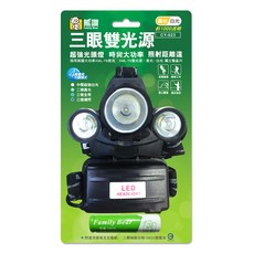 Family Bear 熊讚 三眼雙光源頭燈 CY-023, 1個, 紅色 + 黑色