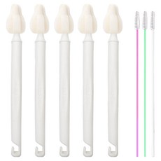 하이비 젖병 젖꼭지 세척 몽글이 롱 미니솔 5p + 빨대솔 3p, 화이트(롱 미니 솔), 랜덤발송(빨대솔), 1개