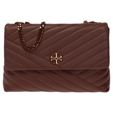 TORY BURCH 斜紋衍縫翻蓋斜背包 S1058465, 酒紅色
