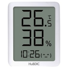 HuBDIC 數位時鐘 溫濕度計, 1個, 白色
