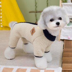 COCO STUDIO 寵物 COCO 羊毛胸背帶 Baby Cozy 刷毛連身衣, 1個, 象牙白