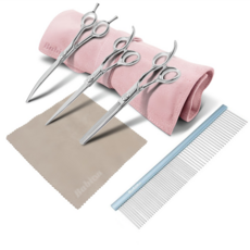 Babion 初學者用寵物美容剪刀 E2 3件組, 淺粉色, 1組