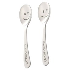 catkin lightly 兒童微笑湯匙 2入組, 1個, 兒童湯匙 x 2, 銀色