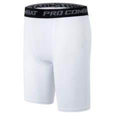 Malltoday 男款高彈力有氧運動運動短褲 五分緊身褲 24 1004, 1個, 白色線條