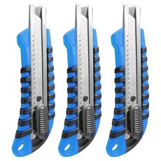다다 논슬립 커터칼 RUBBER GRIP 대형 18mm, 블루, 3개