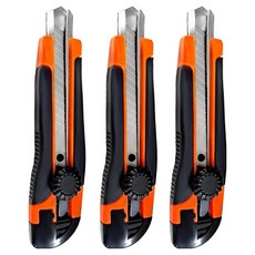 다다 잠금식 커터칼 대형 18mm, 주황, 3개