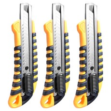 다다 논슬립 커터칼 RUBBER GRIP 대형 18mm, 옐로우, 3개