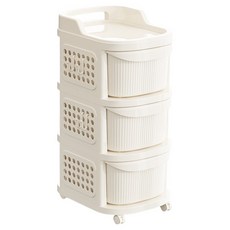 抽屜收納 洞洞板小推車, 3層, 奶油色