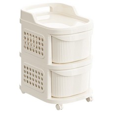 抽屜收納 洞洞板小推車, 2層, 奶油色